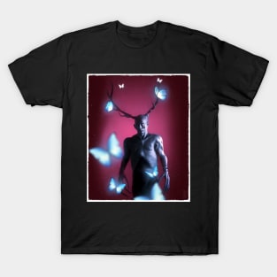 Hannibal Wendigo Wine Background with Glowing Moths T-Shirt